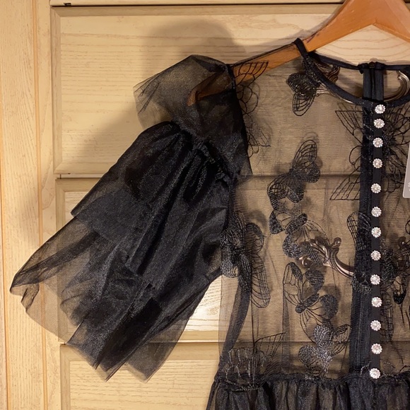 NWT Sister Jane Dream tiered flutter sleeve peplum rhinestone crystal blouse - Picture 11 of 16